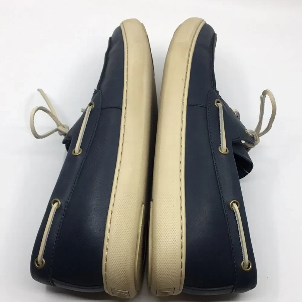 Fitflop LAWRENCE Men's Navy Pebbled Leather Boat Shoes Sz 11